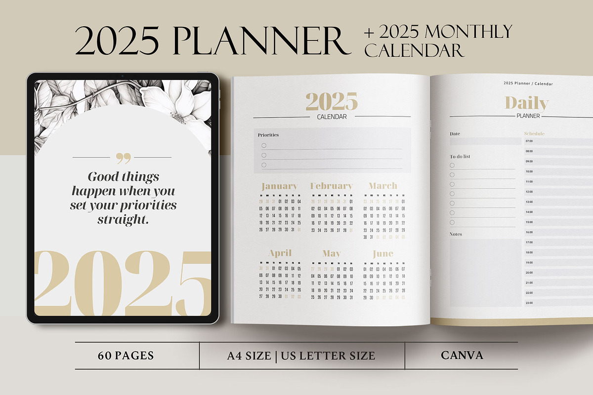 2025 Canva Planner, Monthly Calendar, a Magazine Template by 3.14&Co (Photo 1 of 10)