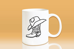 Cowboy Boots Western Hat Vector Svg