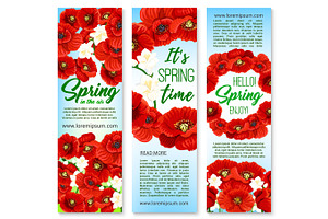 Vector Banners For Happy Spring Holiday Greetings