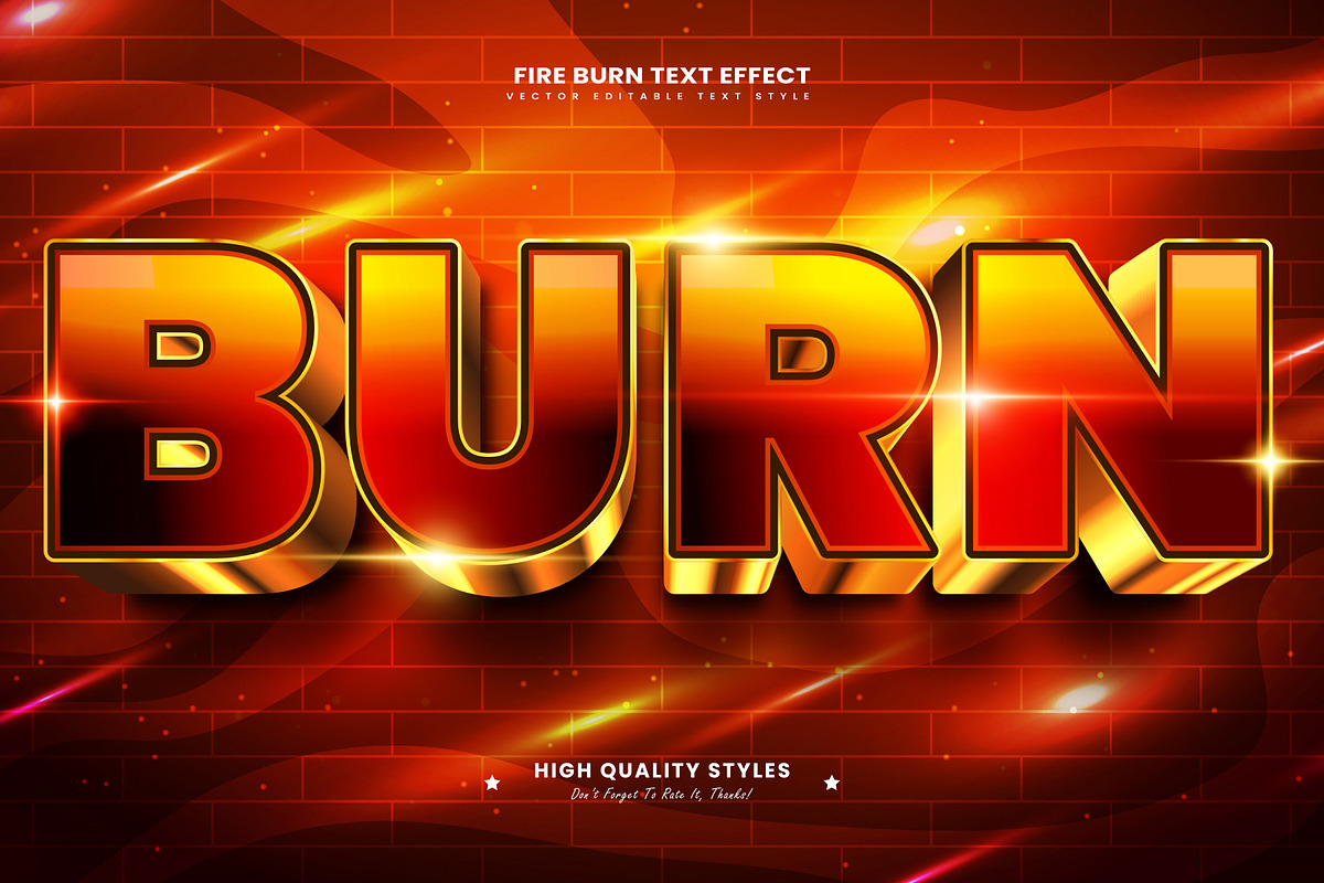 Burn Fire Editable Text Effect, a Layer Style Add-On by Niestart Creation (Photo 2 of 2)