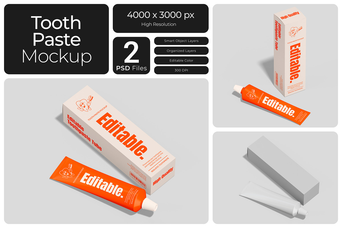 Tooth Paste Mockup, a Packaging Mockup by Bartama Graphic (Photo 1 of 4)