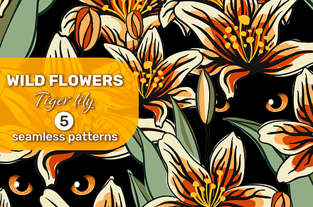 Mysterious Tiger Lilies (seamless)