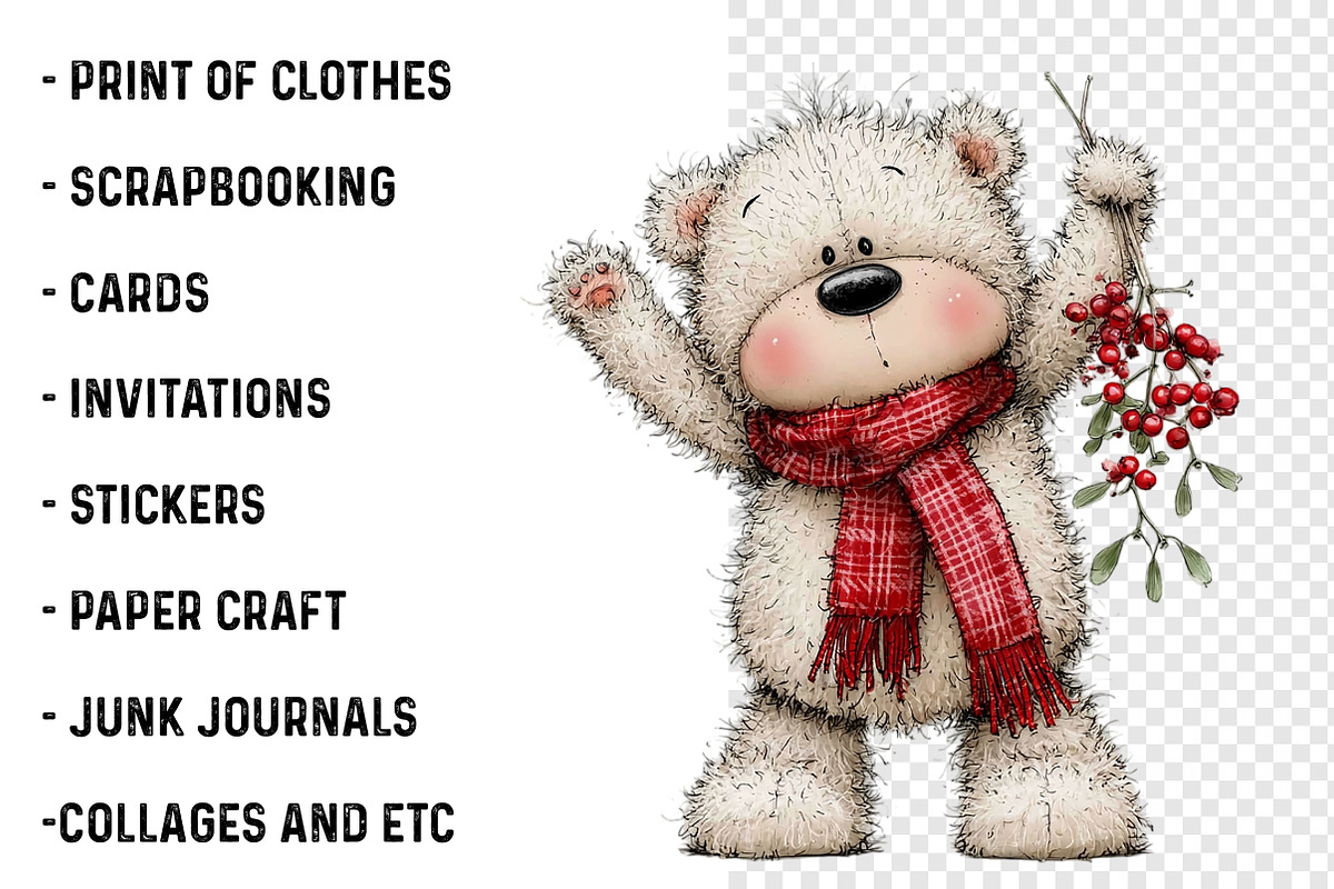 Whimsical Christmas Teddy Bear Png, a Transportation Illustration by SinaCreation (Photo 3 of 9)