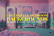 12 Pastel Vaporwave Bedrooms (Lofi), a Background Graphic by HipFonts (Thumbnail 1 of 4)