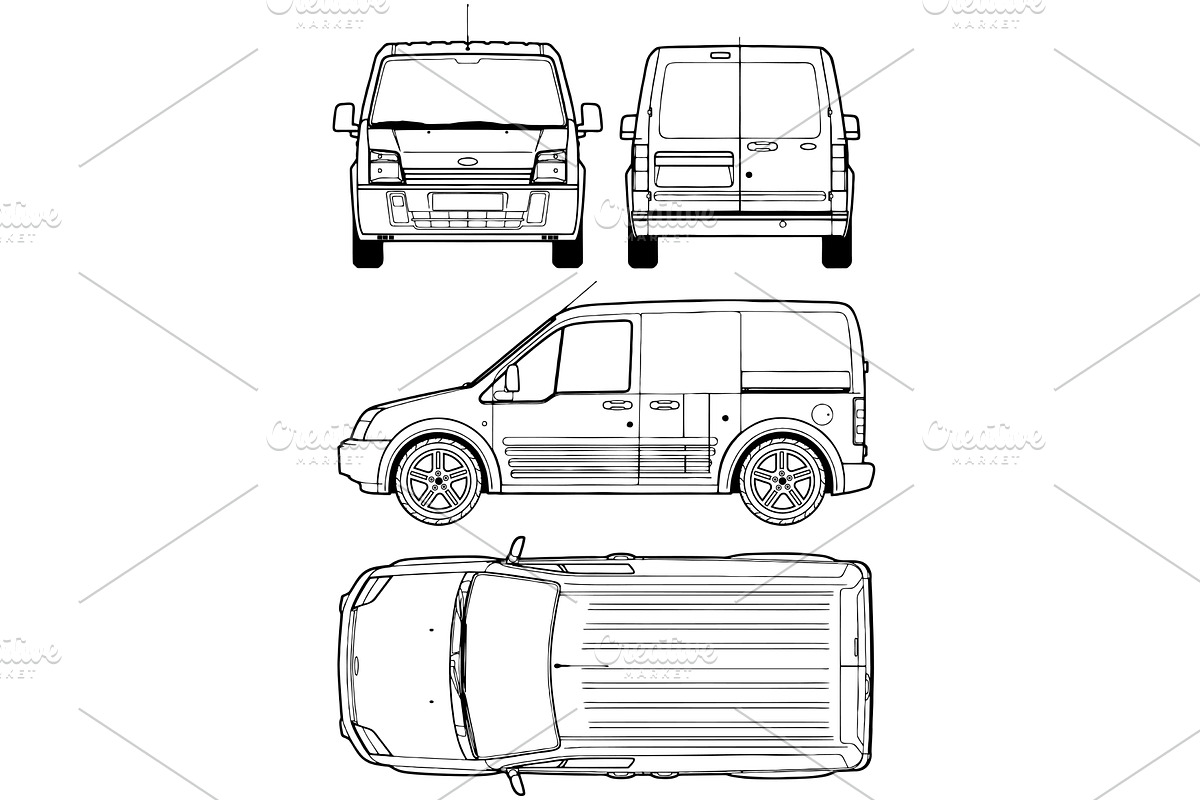 Car Transit 2005 Van, Bus - Vector, an Illustration by Digital-Clipart