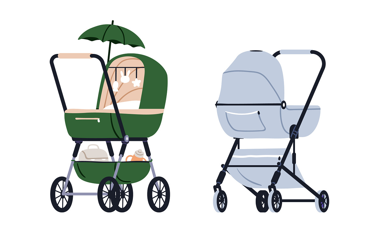 Strollers, prams, baby carriages set, a Transportation Illustration by Good Studio (Photo 3 of 6)