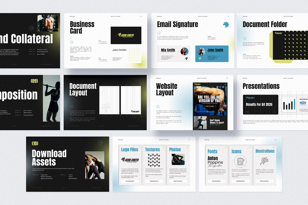 Personal Trainer Brand Guidelines, a Branding & Logo Template by AndrewPixel (Photo 9 of 14)
