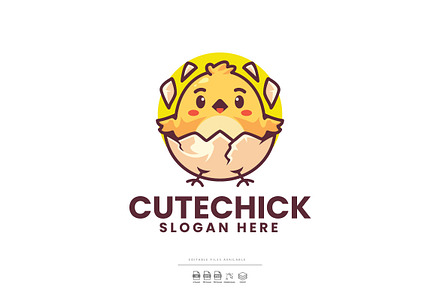 Cute Chick Egg Baby Cartoon Logo