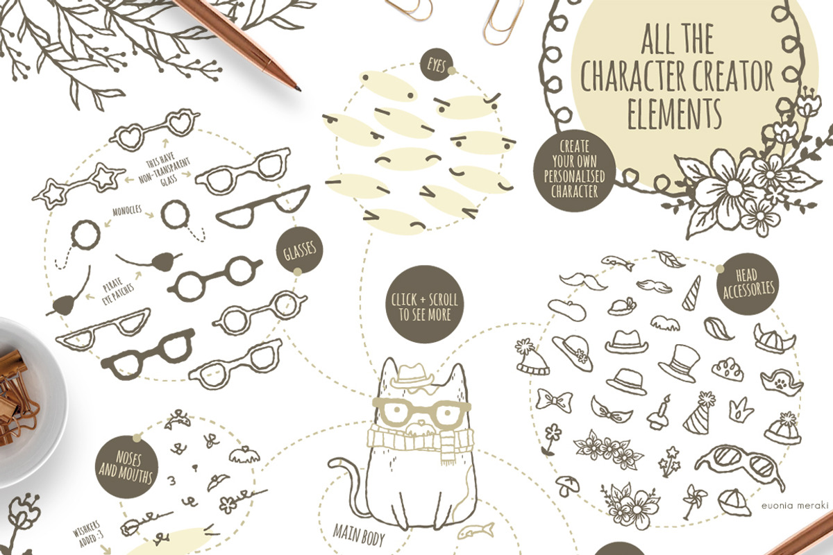 Cat Society - Cute Character Creator, an Animal Illustration by Euonia Meraki (Photo 3 of 15)