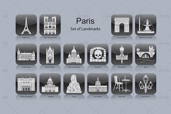 Paris Landmark Icons (16X)