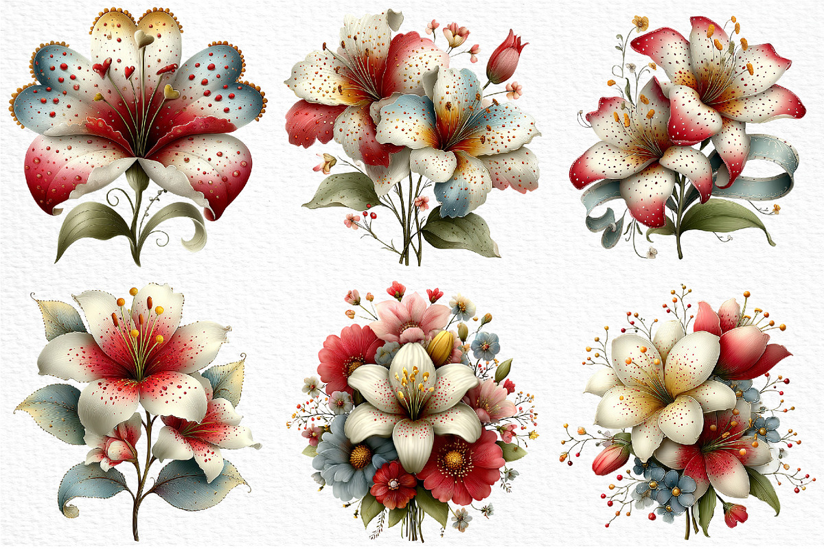 Whimsical Spring Lily Flowers PNG, an Illustration by Craft Nest (Photo 3 of 11)