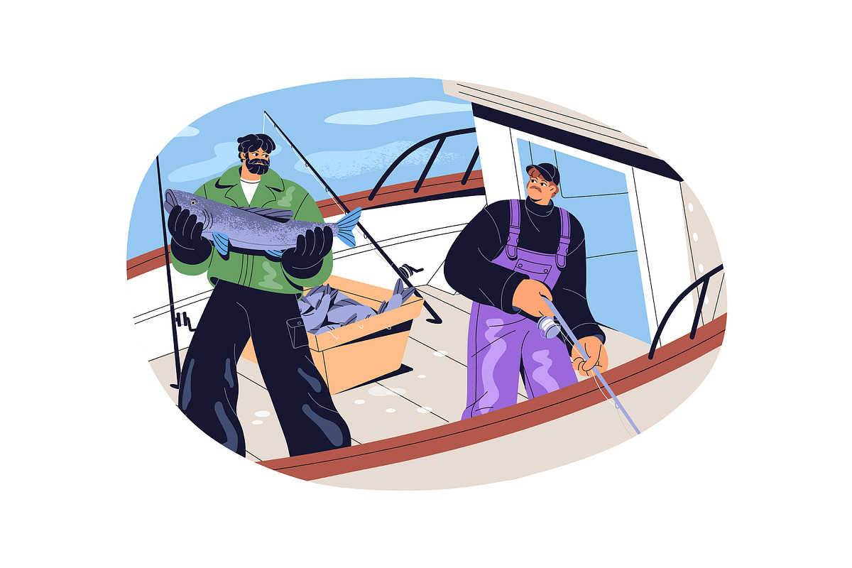 People fishing in summer set, a Person Illustration by PaperTrident (Photo 3 of 5)
