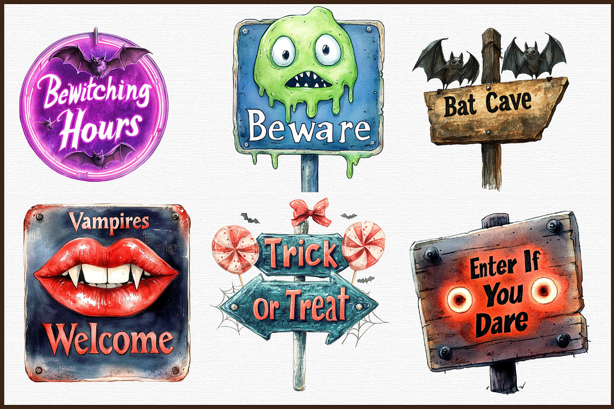 Spooky Signs Clipart Bundle, an Illustration by Sublimation Artist (Photo 3 of 6)