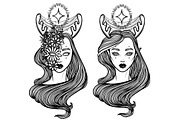 Only Girls! Tattoo girls, an Animal Illustration by Vavavka (Thumbnail 6 of 13)