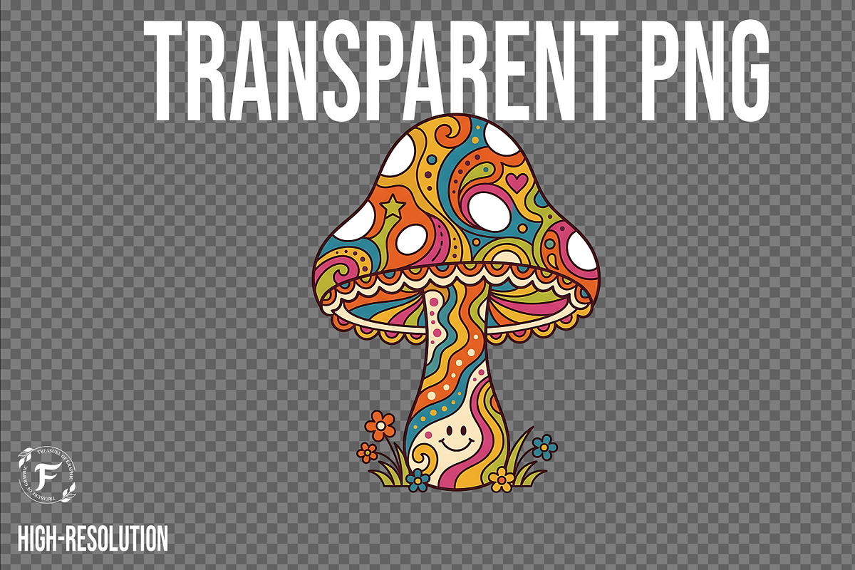 Groovy Mushrooms Clipart, an Object Illustration by Forhadx5 (Photo 8 of 11)