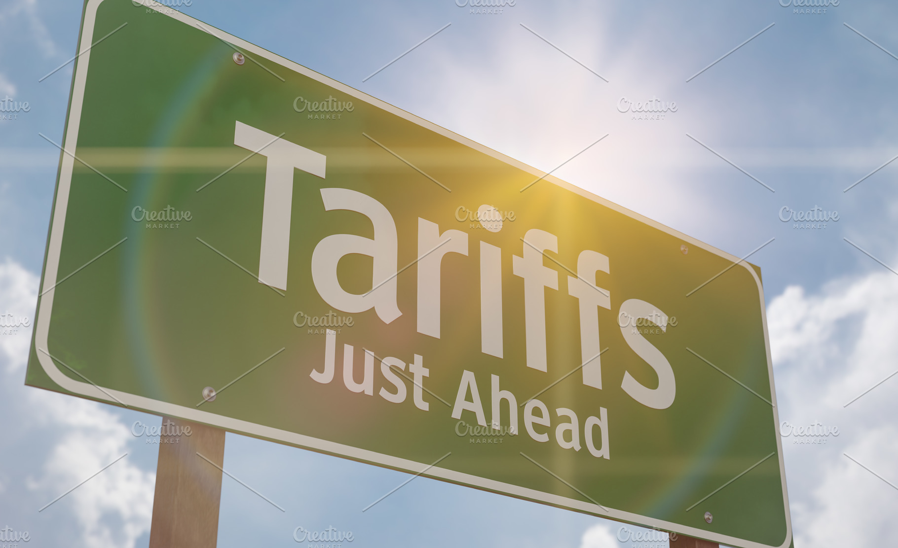 Tariffs Just Ahead Road Sign, a Transportation Photo by Andy Dean Photography