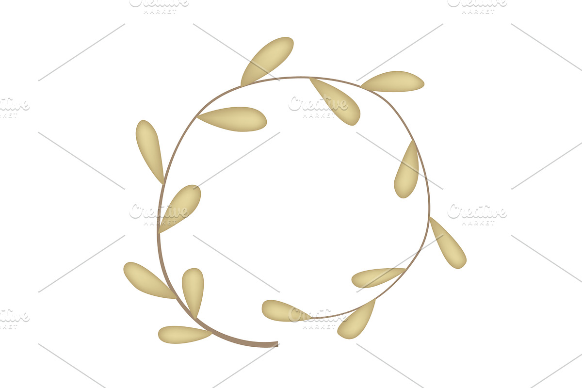 Golden plant twig in a wreath shape, an Object Illustration by Toltemara