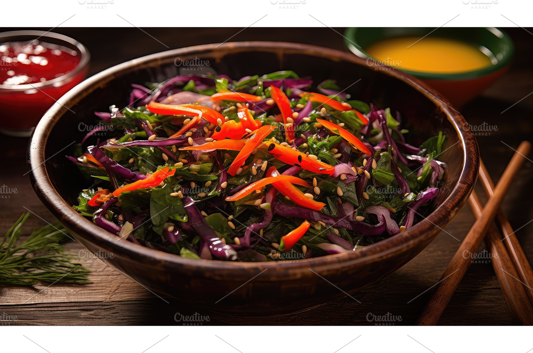 traditional seaweed salad ai, a Nature Photo by pikepicture