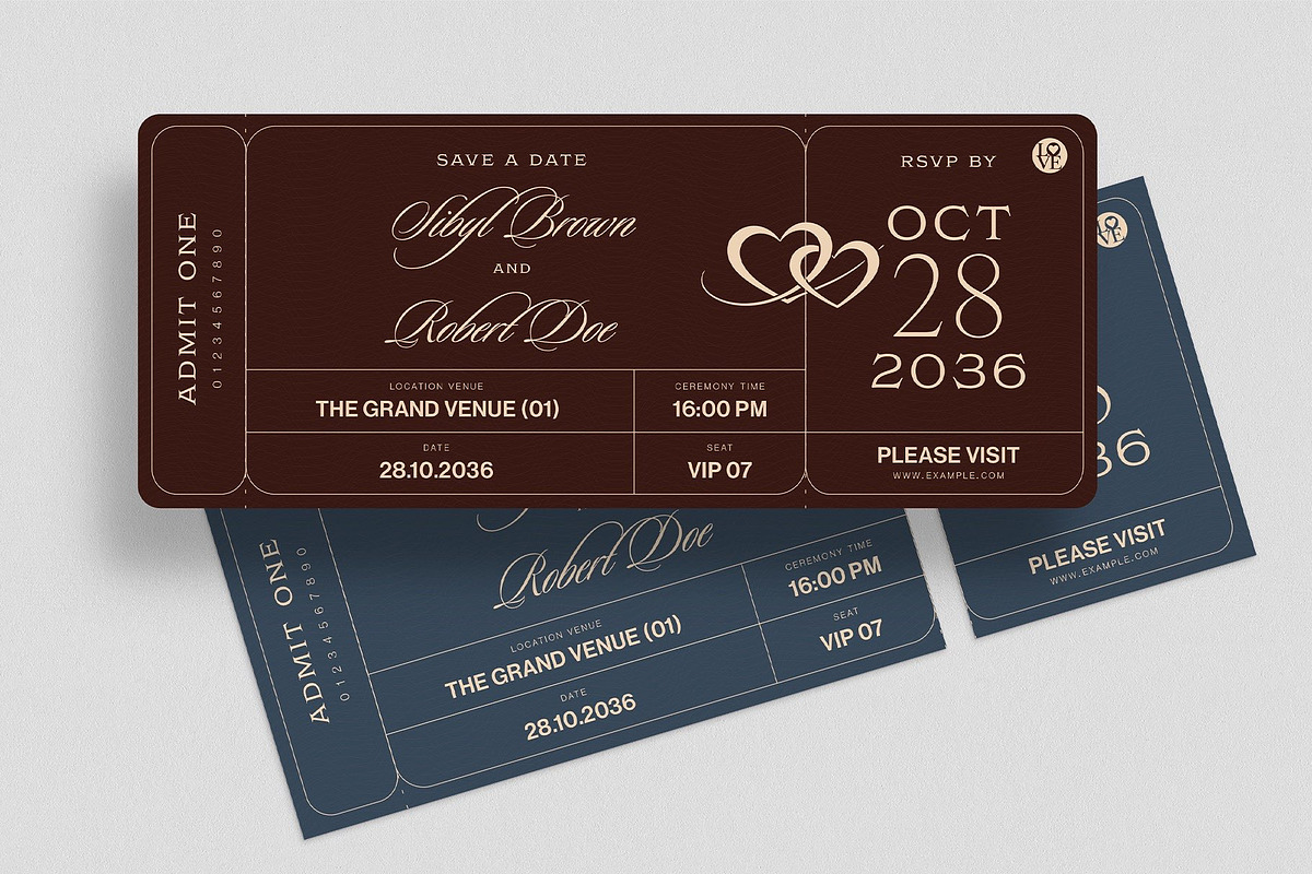 Wedding Invitation Ticket Template, an Invitation Template by BrandPacks (Photo 4 of 4)
