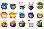 Watercolor Halloween Cauldron Clipar, an Illustration by Rose Art (Thumbnail 2 of 7)