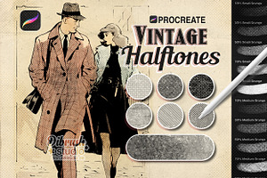 Procreate Vintage Halftones Brushes, a Brush Add-On by DiBrush Studio
