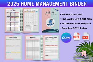 2025 Home Management Binder Canva, a Stationery Template by Designmela01
