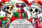 Cute Christmas Skeleton PNG Clipart, a Seasonal Illustration by CitraGraphics (Thumbnail 1 of 6)