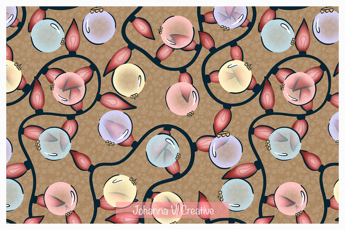 Festive Holiday Seamless Patterns, an Illustration by Johanna V. Creative (Photo 4 of 4)