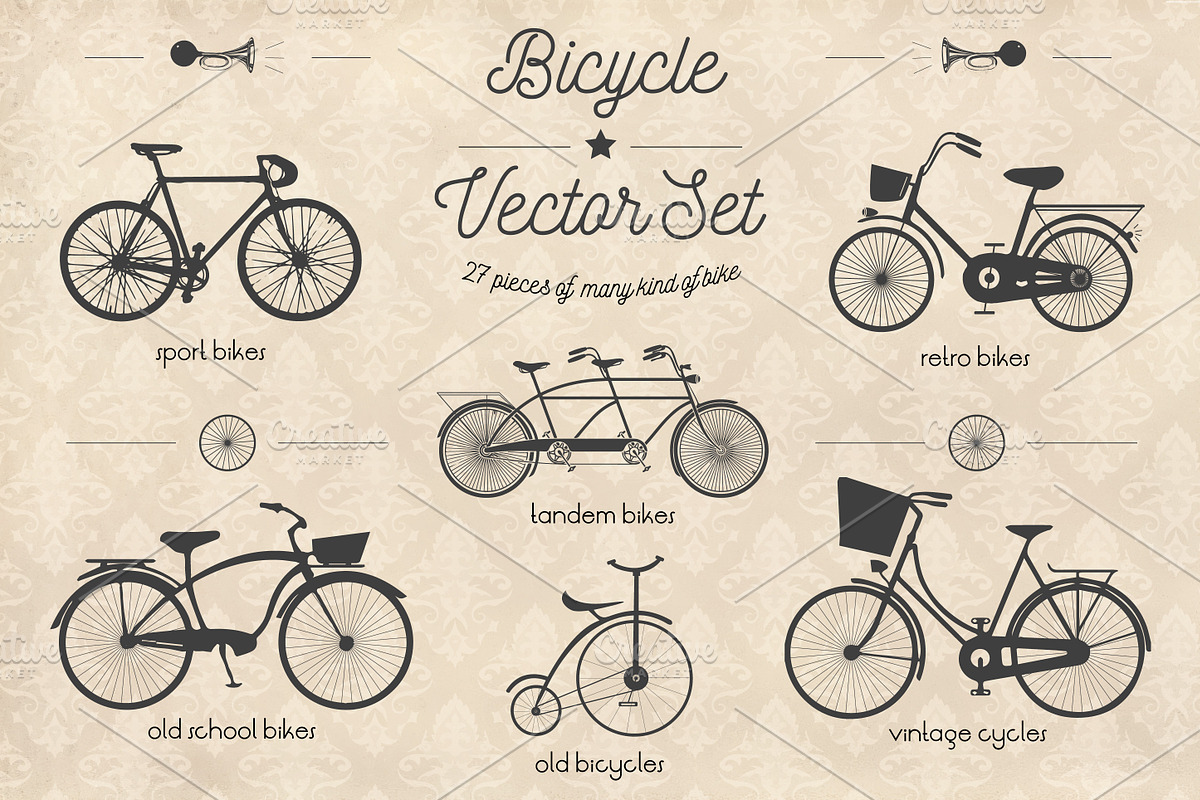 Bicycle Vector Set, an Object Graphic by Bugcessories (Photo 1 of 4)