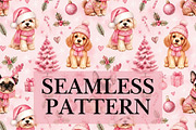 Cute Dogs Christmas Seamless Pattern, a Pattern Graphic by elfy creative (Thumbnail 1 of 4)