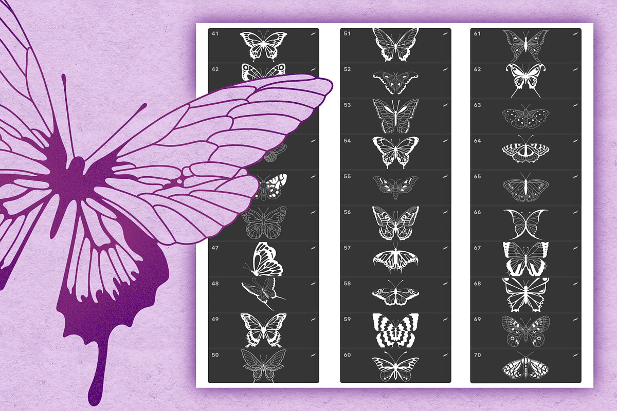120 Butterfly Procreate Stamps, a Brush Add-On by Nuclear Brushes (Photo 3 of 10)