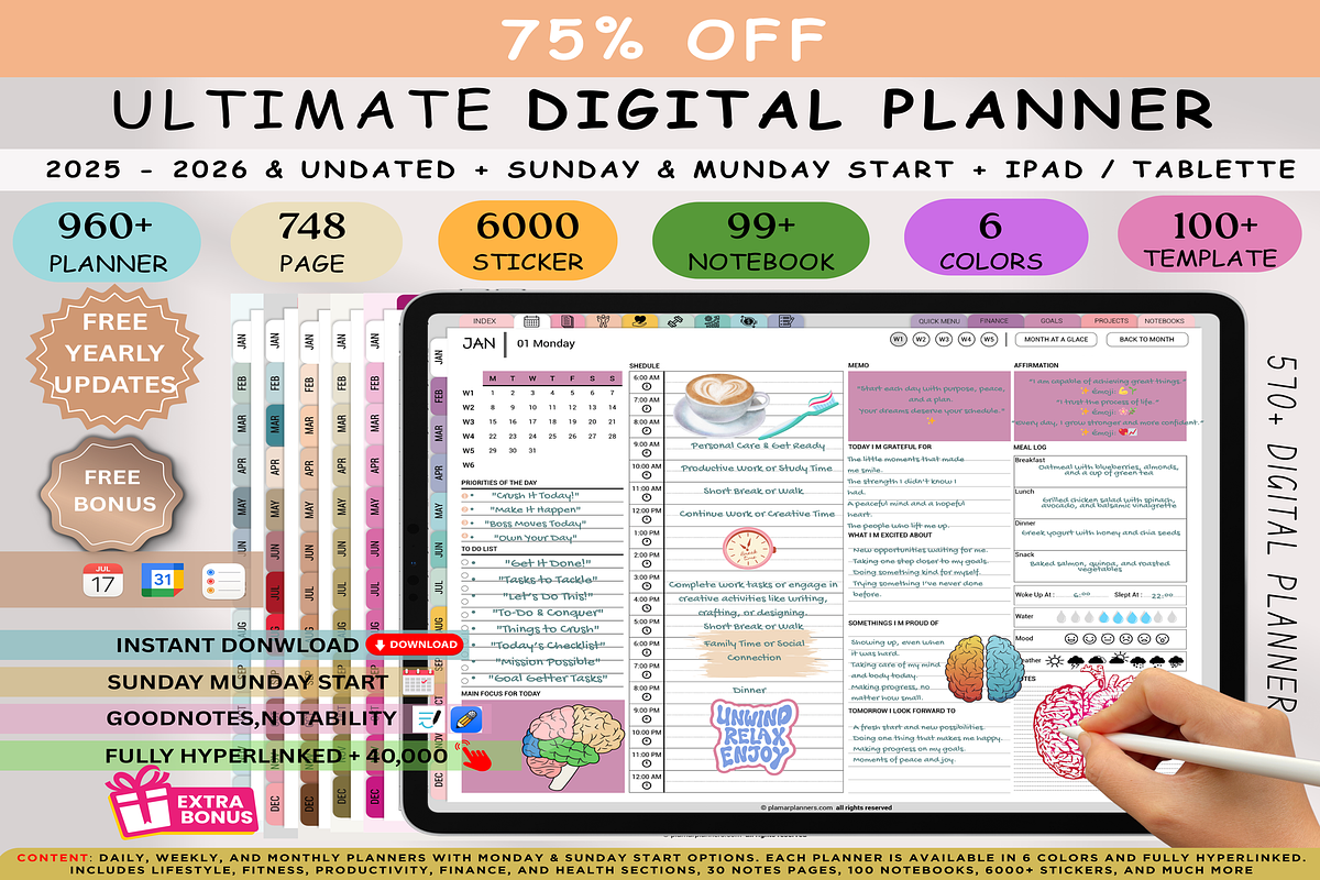 Minimalist Digital Planner iPad Andr, a Templates & Theme by Plamarplanners (Photo 1 of 11)