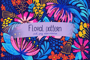 Bright flowers seamless pattern