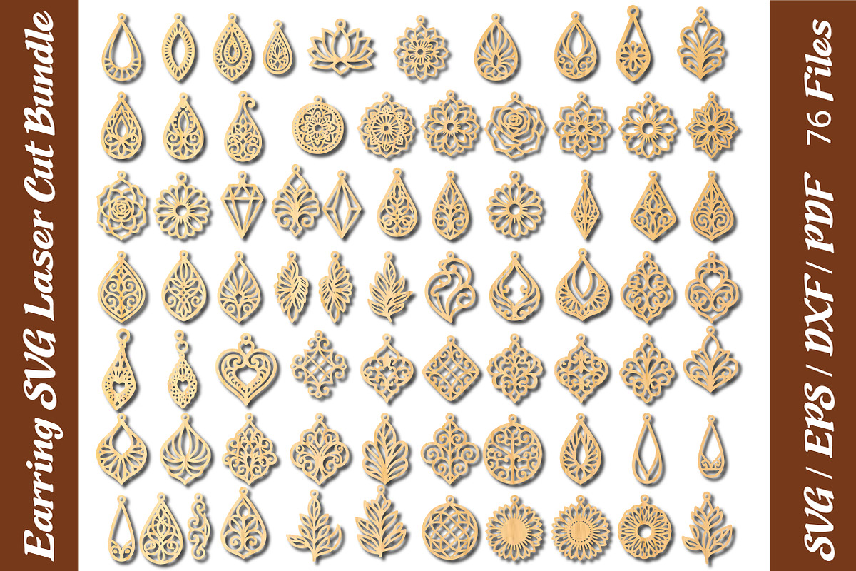 Elegant Earring SVG Laser Cut Bundle, an Object Graphic by DreamCafeArt (Photo 1 of 4)