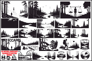 Nature Landscape Silhouette Vector B, an Illustration by Designer_Momina