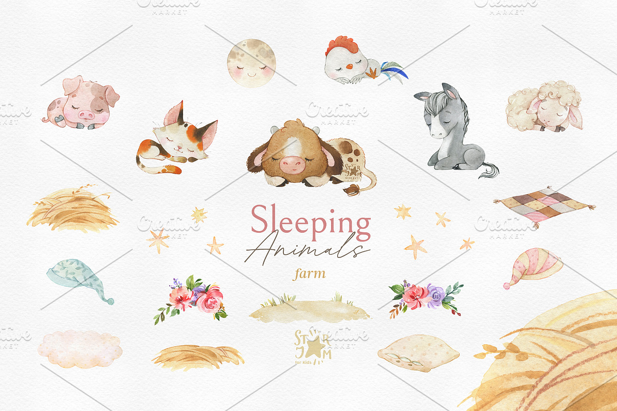Sleeping Animals Collection, an Animal Illustration by StarJam (Photo 7 of 8)