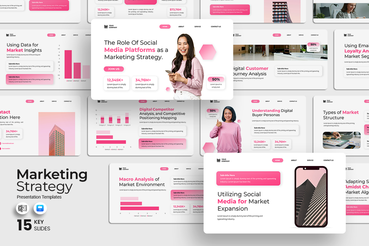 Marketing Strategy Keynote Template, a Design Template by QR Design Studio (Photo 1 of 3)