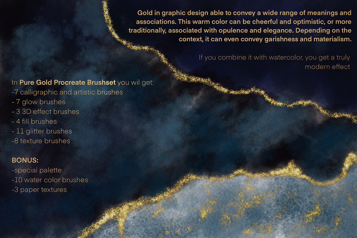 Pure Gold Procreate Brushset, a Brush Add-On by Letter Elfa Studio (Photo 2 of 12)