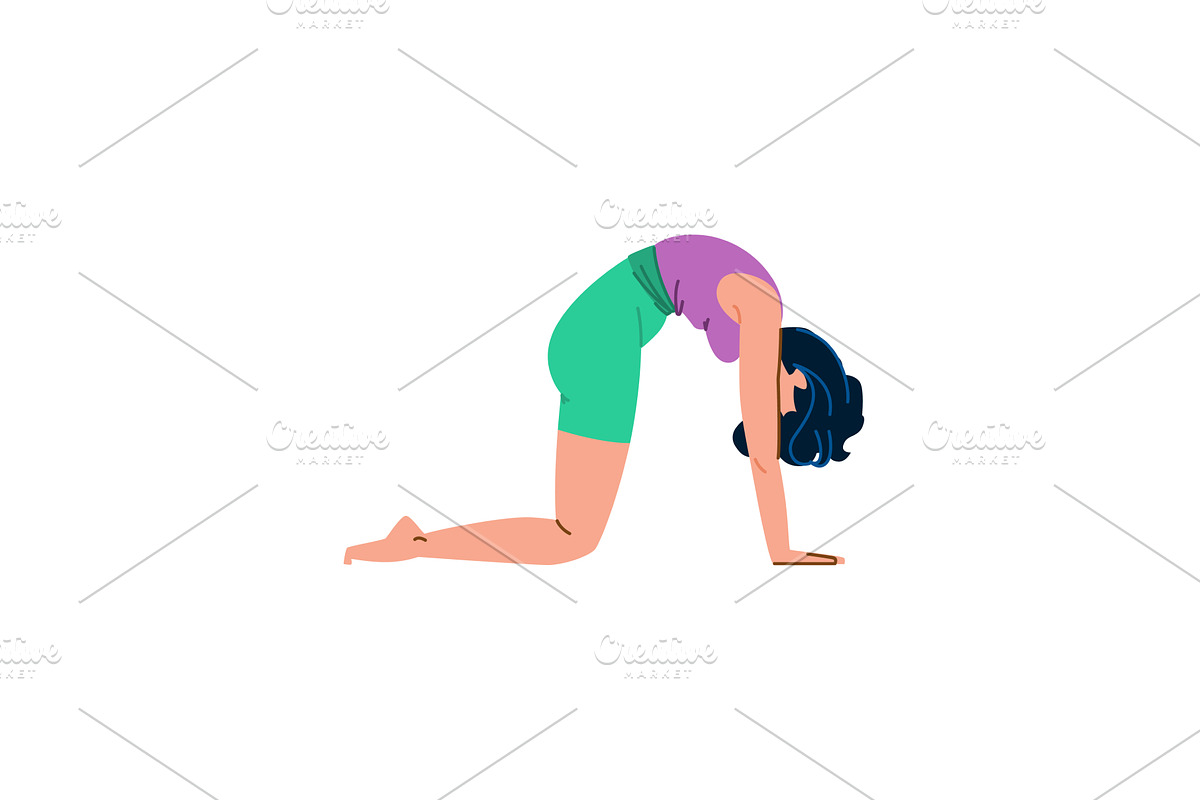 Woman performing cow pose yoga, a Sport Illustration by pikepicture