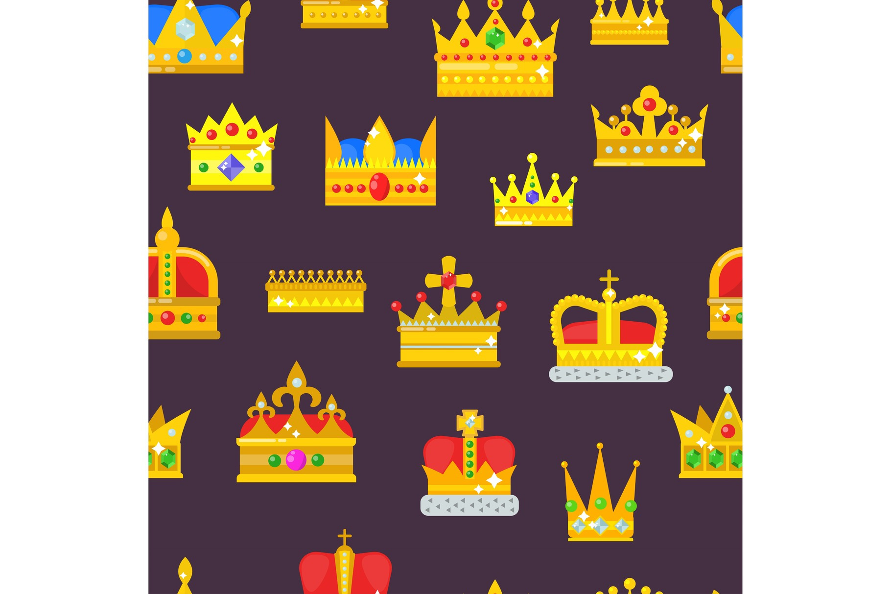 Crown vector golden royal jewelry symbol of king set queen princess ...