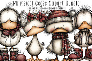 Whimsical Geese Clipart Bundle, an Illustration by SinaCreation