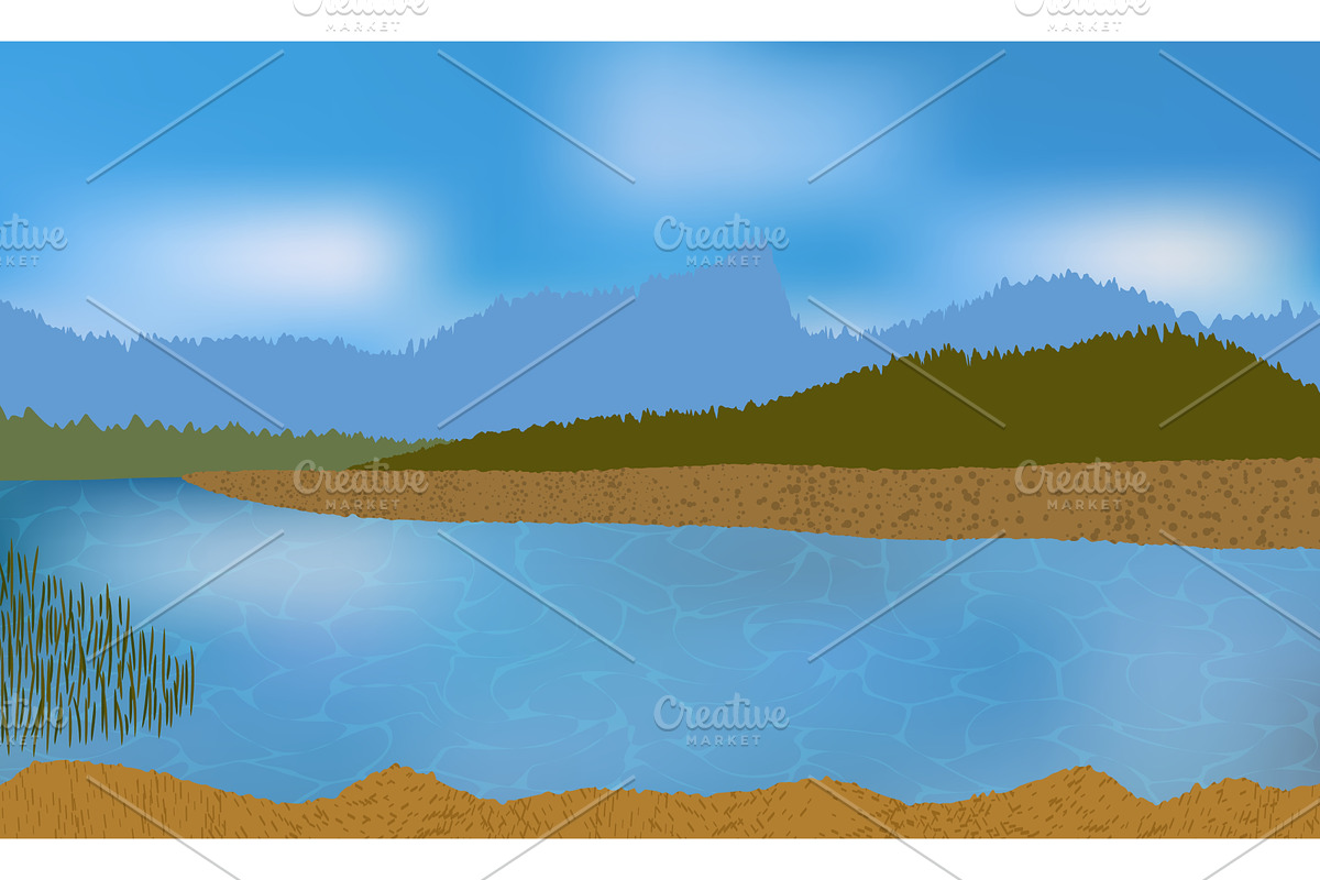 Beautiful autumn day outdoor, water, an Illustration by Ederella