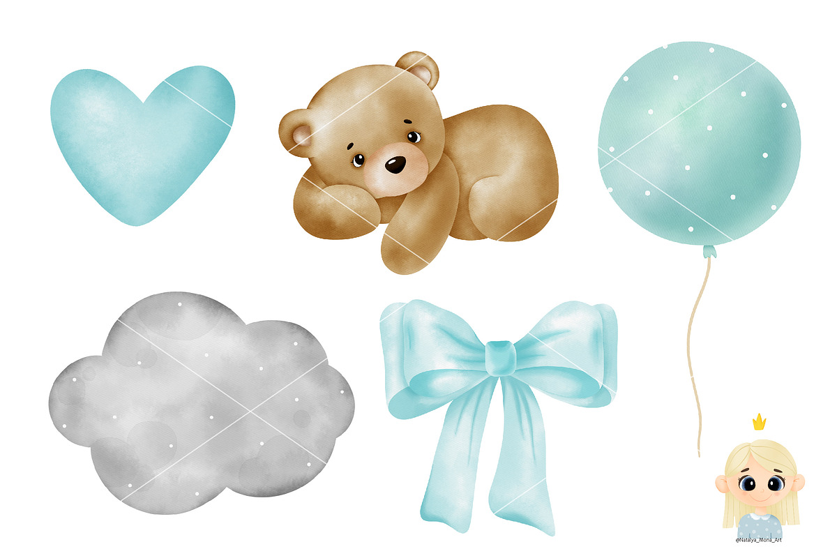 Baby Boy Watercolor clipart, an Animal Illustration by Natalya_Mona_Art (Photo 4 of 10)