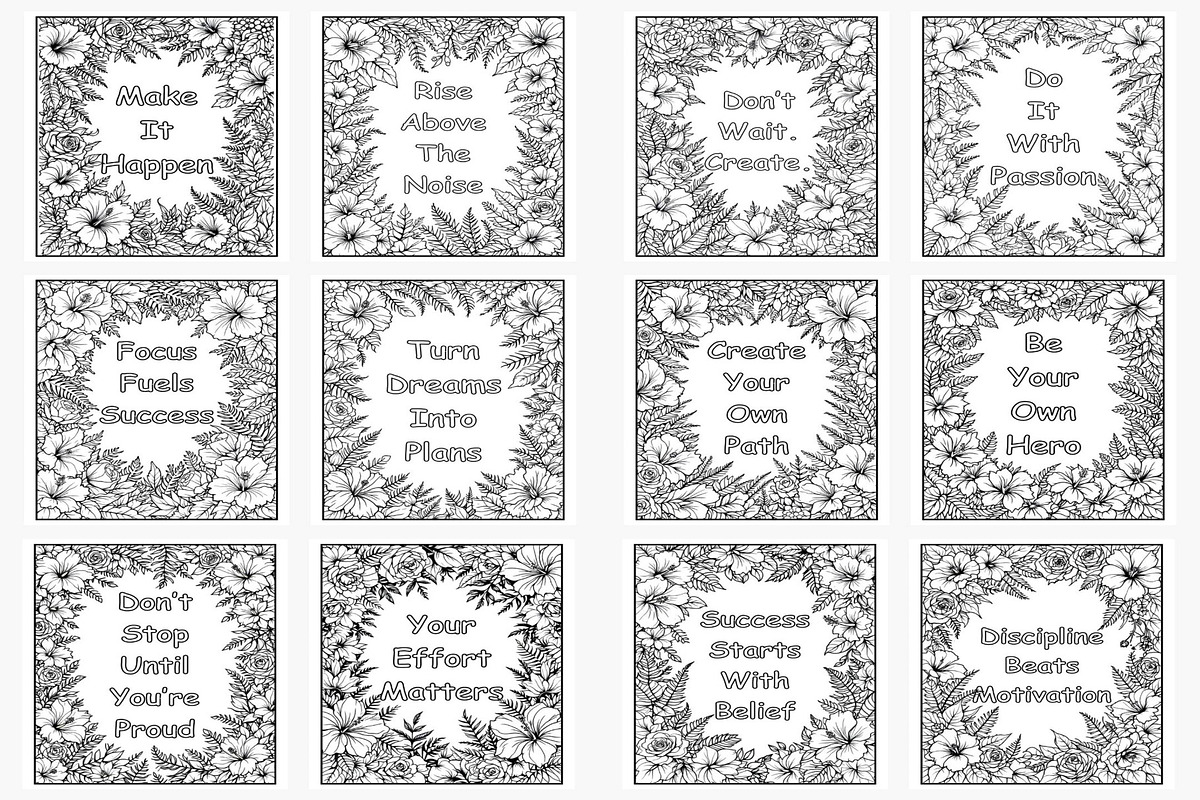 Floral Motivational Coloring Pages preview 4