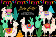 Cactus and Llama Watercolor Clipart, an Illustration by Sunflower Day Love (Thumbnail 2 of 3)