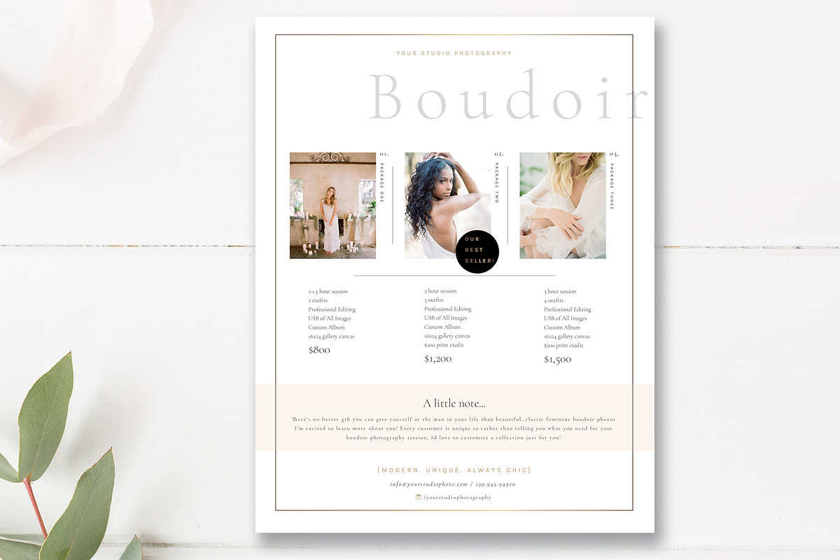 Boudoir Photography Pricing Guide, a Flyer Template by By Stephanie Design (Photo 3 of 5)