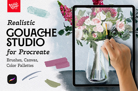 VVDS Realistic Gouache Studio, a Brush Add-On by Vintage Voyage Supply