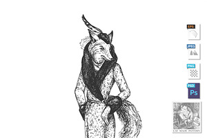 Lady fox dressed in retro style