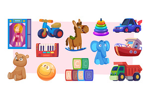 Toys. Colored collection of funny, an Illustration by Onyx