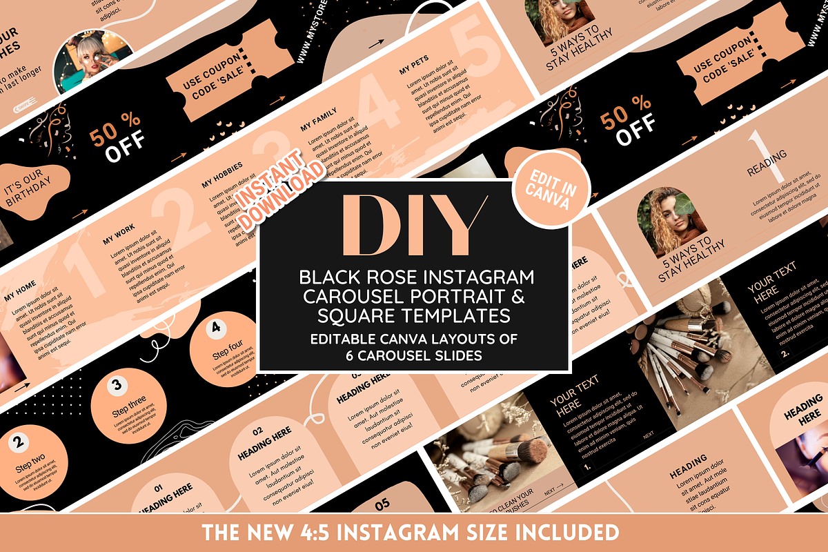 Black Rose Instagram Carousel Bundle